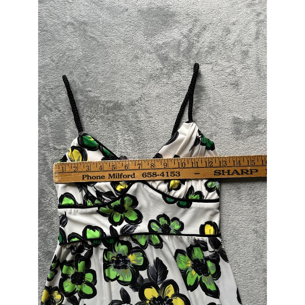 Vintage Y2K Stretchy Floral Dress Small Braided Spaghetti‎ Straps Cocktail - Picture 10 of 15